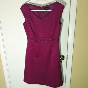 Tahari Magenta and Gold work Dress